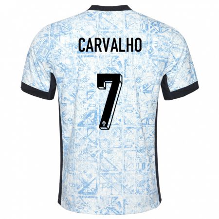 Kandiny Kinder Portugal Fabio Carvalho #7 Cremeblau Auswärtstrikot Trikot 24-26 T-Shirt Österreich