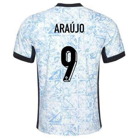 Kandiny Kinder Portugal Henrique Araujo #9 Cremeblau Auswärtstrikot Trikot 24-26 T-Shirt Österreich