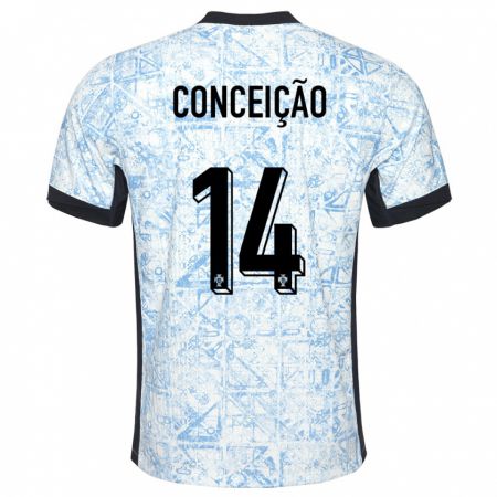 Kandiny Kinderen Portugal Rodrigo Conceicao #14 Crème Blauw Uitshirt Uittenue 24-26 T-Shirt België