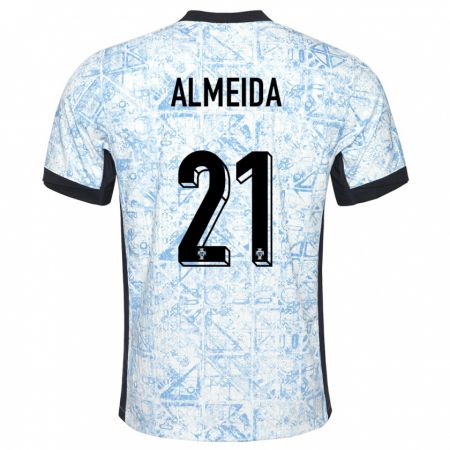 Kandiny Kinderen Portugal Andre Almeida #21 Crème Blauw Uitshirt Uittenue 24-26 T-Shirt België