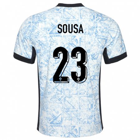 Kandiny Kinder Portugal Afonso Sousa #23 Cremeblau Auswärtstrikot Trikot 24-26 T-Shirt Österreich