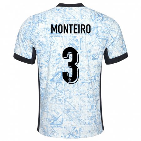 Kandiny Kinderen Portugal Diogo Monteiro #3 Crème Blauw Uitshirt Uittenue 24-26 T-Shirt België