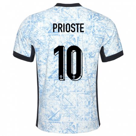 Kandiny Kinder Portugal Diogo Prioste #10 Cremeblau Auswärtstrikot Trikot 24-26 T-Shirt Österreich