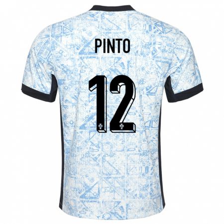 Kandiny Kinderen Portugal Diogo Pinto #12 Crème Blauw Uitshirt Uittenue 24-26 T-Shirt België