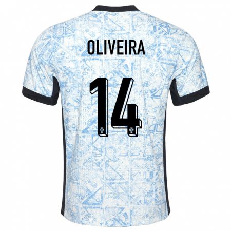 Kandiny Kinder Portugal Hugo Oliveira #14 Cremeblau Auswärtstrikot Trikot 24-26 T-Shirt Österreich