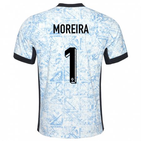 Kandiny Kinderen Portugal Andre Moreira #1 Crème Blauw Uitshirt Uittenue 24-26 T-Shirt