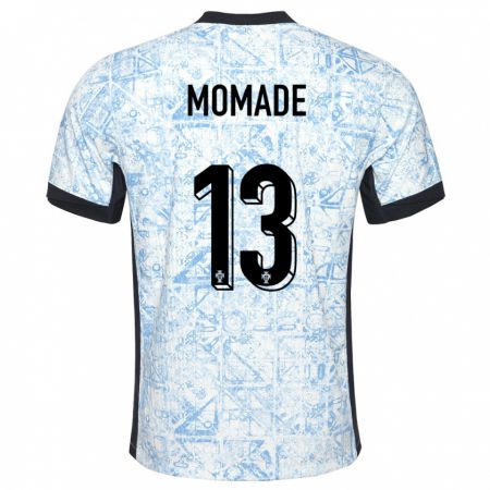 Kandiny Kinder Portugal Rayhan Momade #13 Cremeblau Auswärtstrikot Trikot 24-26 T-Shirt Österreich