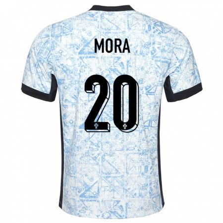 Kandiny Kinderen Portugal Rodrigo Mora #20 Crème Blauw Uitshirt Uittenue 24-26 T-Shirt België