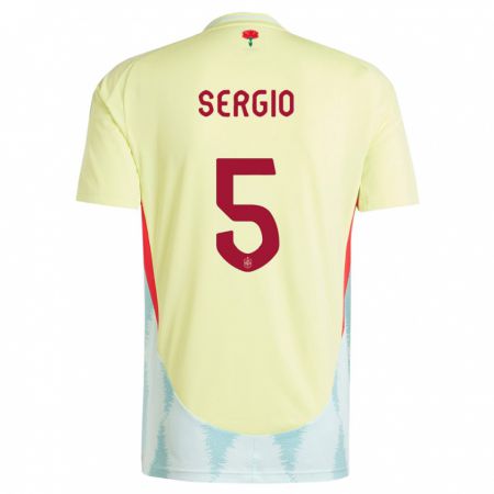 Kandiny Kinderen Spanje Sergio Busquets #5 Geel Uitshirt Uittenue 24-26 T-Shirt