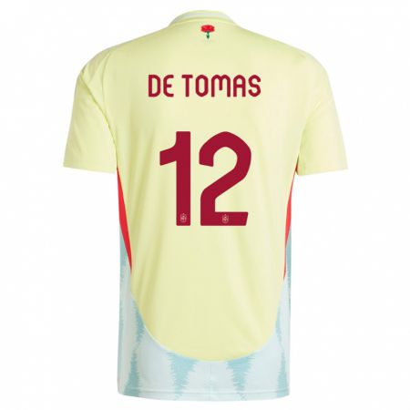 Kandiny Bambino Maglia Spagna Raul De Tomas #12 Giallo Kit Gara Away 24-26 Maglietta