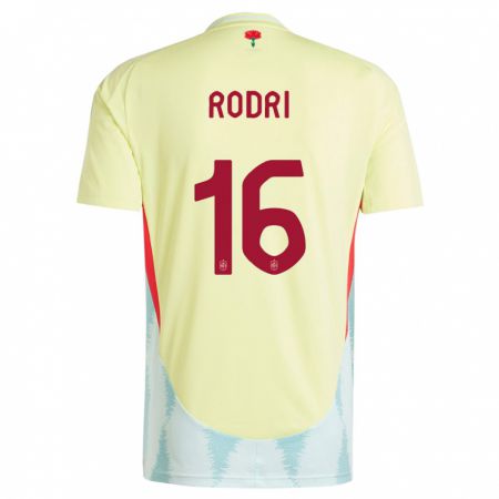 Kandiny Bambino Maglia Spagna Rodri #16 Giallo Kit Gara Away 24-26 Maglietta