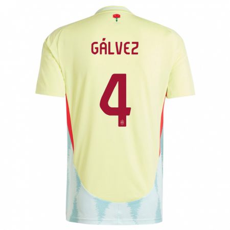 Kandiny Bambino Maglia Spagna Rocio Galvez #4 Giallo Kit Gara Away 24-26 Maglietta