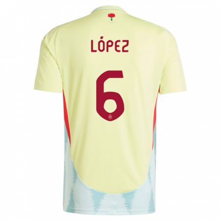 Kandiny Bambino Maglia Spagna Maitane Lopez #6 Giallo Kit Gara Away 24-26 Maglietta