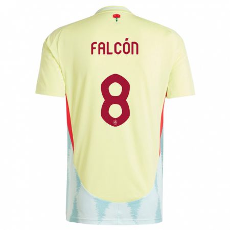 Kandiny Bambino Maglia Spagna Andrea Falcon #8 Giallo Kit Gara Away 24-26 Maglietta