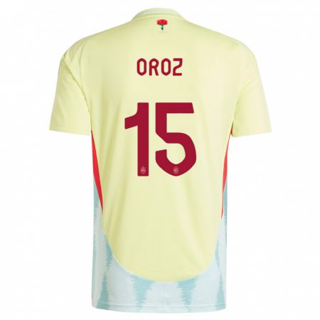 Kandiny Bambino Maglia Spagna Maite Oroz #15 Giallo Kit Gara Away 24-26 Maglietta