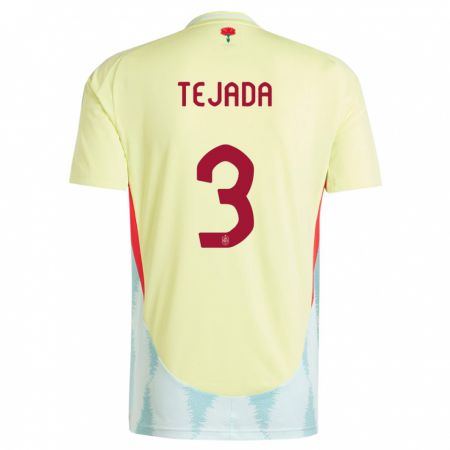 Kandiny Bambino Maglia Spagna Ana Tejada #3 Giallo Kit Gara Away 24-26 Maglietta