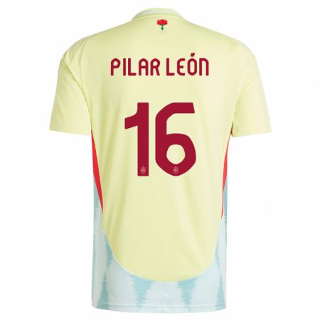 Kandiny Niño Camiseta España Maria Pilar Leon #16 Amarillo 2ª Equipación 24-26 La Camisa