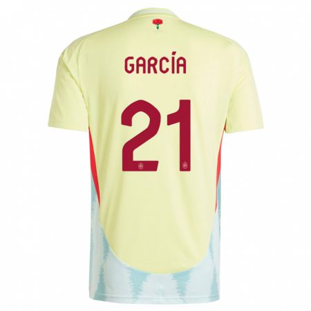 Kandiny Bambino Maglia Spagna Sheila Garcia #21 Giallo Kit Gara Away 24-26 Maglietta