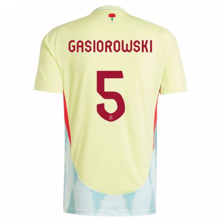 Kandiny Niño Camiseta España Yarek Gasiorowski #5 Amarillo 2ª Equipación 24-26 La Camisa