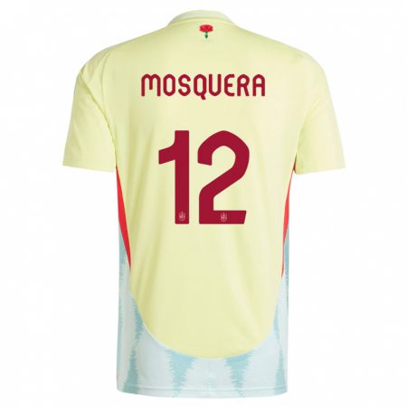 KandinyキッズスペインCristian Mosquera#12黄アウェイシャツ24-26ジャージーユニフォーム