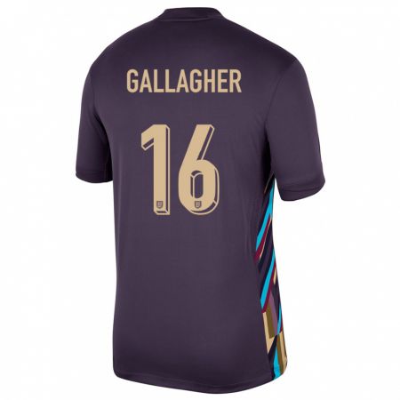 Kandiny Kinder England Conor Gallagher #16 Dunkle Rosine Auswärtstrikot Trikot 24-26 T-Shirt Österreich