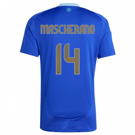 Kandiny Bambino Maglia Argentina Javier Mascherano #14 Blu Kit Gara Away 24-26 Maglietta