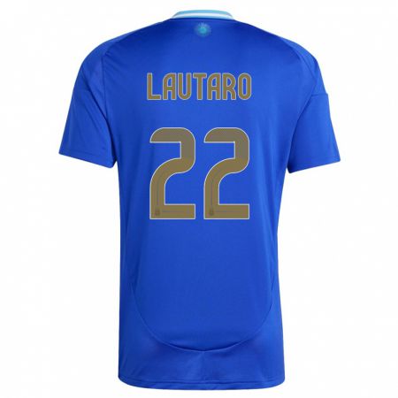 Kandiny Bambino Maglia Argentina Lautaro Martinez #22 Blu Kit Gara Away 24-26 Maglietta