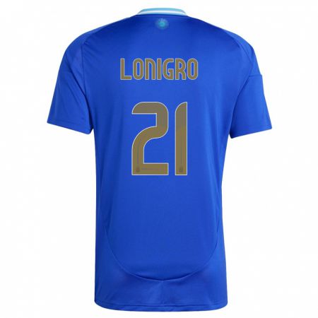 Kandiny Bambino Maglia Argentina Erica Lonigro #21 Blu Kit Gara Away 24-26 Maglietta