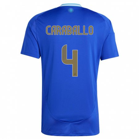 Kandiny Kinder Argentinien Brian Caraballo #4 Blau Auswärtstrikot Trikot 24-26 T-Shirt Österreich