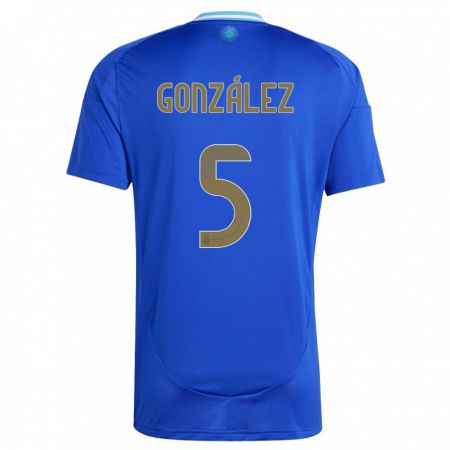 Kandiny Kinderen Argentinië Maximiliano Gonzalez #5 Blauw Uitshirt Uittenue 24-26 T-Shirt