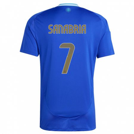 Kandiny Bambino Maglia Argentina Mateo Sanabria #7 Blu Kit Gara Away 24-26 Maglietta