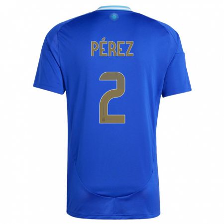 Kandiny Kinder Argentinien Nehuen Perez #2 Blau Auswärtstrikot Trikot 24-26 T-Shirt Österreich