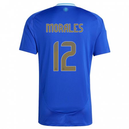 Kandiny Kinder Argentinien Lautaro Morales #12 Blau Auswärtstrikot Trikot 24-26 T-Shirt Österreich