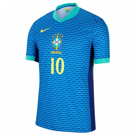 Kandiny Bambino Maglia Brasile Neymar #10 Blu Kit Gara Away 24-26 Maglietta