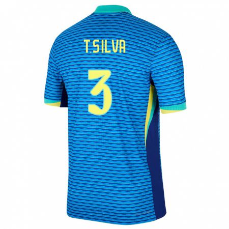 Kandiny Kinderen Brazilië Thiago Silva #3 Blauw Uitshirt Uittenue 24-26 T-Shirt België