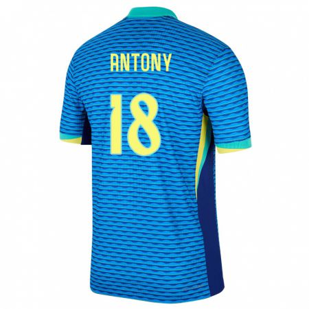 Kandiny Bambino Maglia Brasile Antony #18 Blu Kit Gara Away 24-26 Maglietta