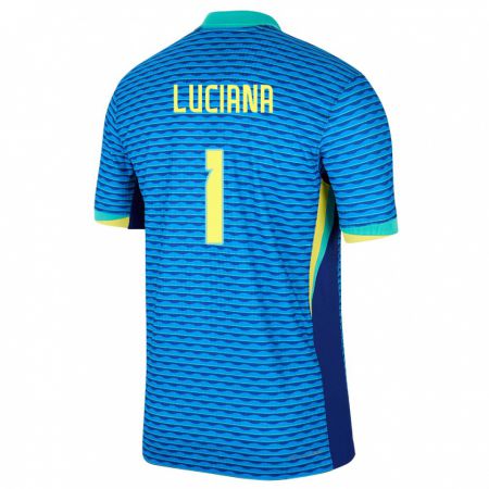 Kandiny Bambino Maglia Brasile Luciana #1 Blu Kit Gara Away 24-26 Maglietta