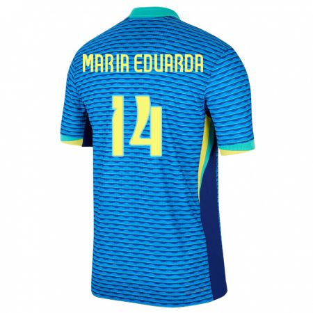 Kandiny Bambino Maglia Brasile Maria Eduarda #14 Blu Kit Gara Away 24-26 Maglietta