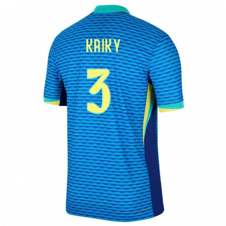 Kandiny Bambino Maglia Brasile Kaiky #3 Blu Kit Gara Away 24-26 Maglietta