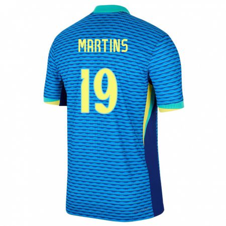 Kandiny Bambino Maglia Brasile Matheus Martins #19 Blu Kit Gara Away 24-26 Maglietta