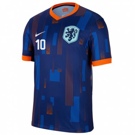 Kandiny Niño Camiseta Países Bajos Memphis Depay #10 Azul 2ª Equipación 24-26 La Camisa