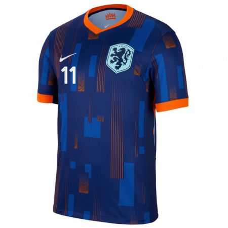 Kandiny Niño Camiseta Países Bajos Ernest Poku #11 Azul 2ª Equipación 24-26 La Camisa