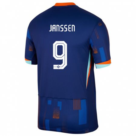 Kandiny Kinderen Nederland Vincent Janssen #9 Blauw Uitshirt Uittenue 24-26 T-Shirt