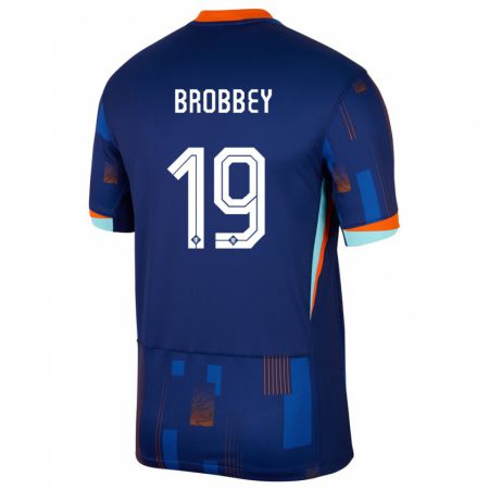 Kandiny Kinderen Nederland Brian Brobbey #19 Blauw Uitshirt Uittenue 24-26 T-Shirt