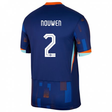 Kandiny Kinder Niederlande Aniek Nouwen #2 Blau Auswärtstrikot Trikot 24-26 T-Shirt Österreich