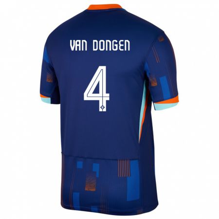 Kandiny Bambino Maglia Paesi Bassi Merel Van Dongen #4 Blu Kit Gara Away 24-26 Maglietta