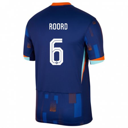 Kandiny Bambino Maglia Paesi Bassi Jill Roord #6 Blu Kit Gara Away 24-26 Maglietta