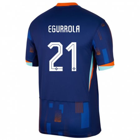 Kandiny Bambino Maglia Paesi Bassi Damaris Egurrola #21 Blu Kit Gara Away 24-26 Maglietta