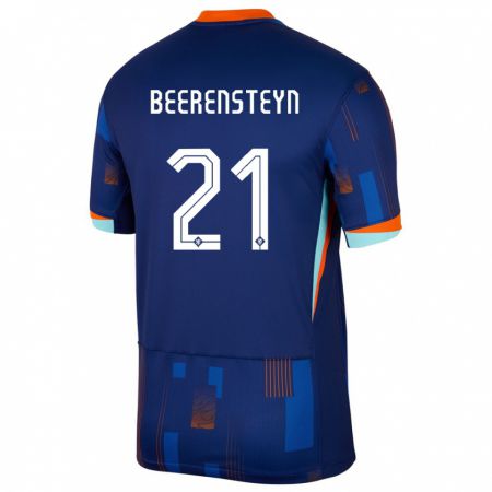 Kandiny Bambino Maglia Paesi Bassi Lineth Beerensteyn #21 Blu Kit Gara Away 24-26 Maglietta