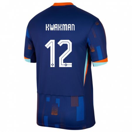 Kandiny Bambino Maglia Paesi Bassi Dave Kwakman #12 Blu Kit Gara Away 24-26 Maglietta